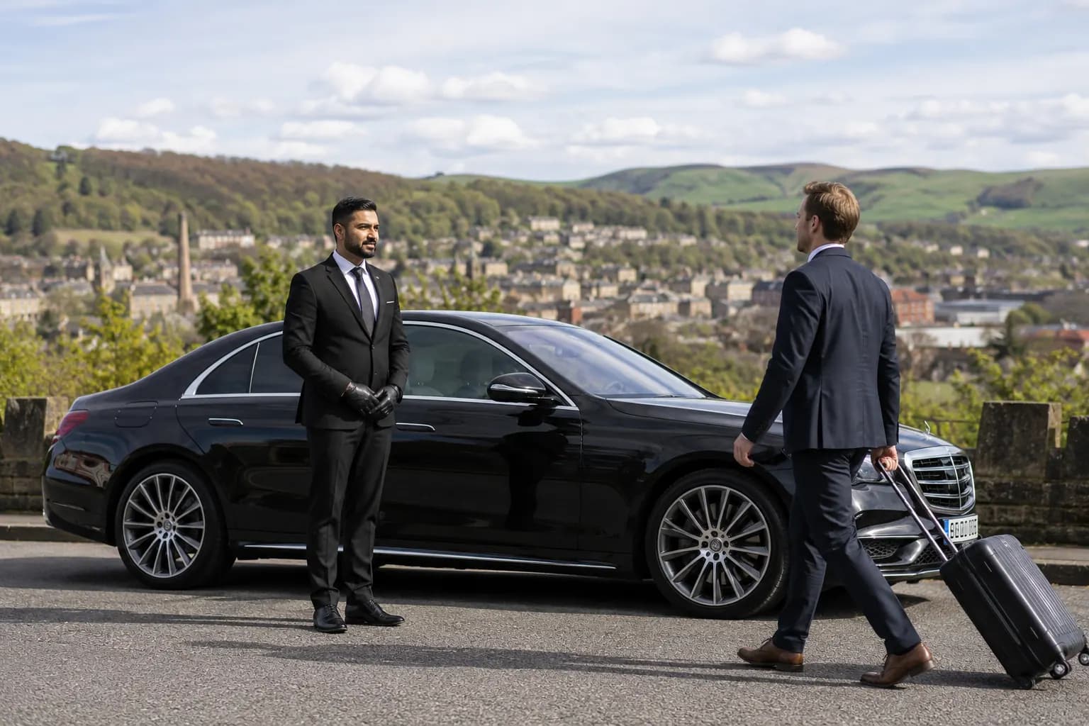 Executive chauffeur service for Kelbrook airport transfers with luxury vehicle