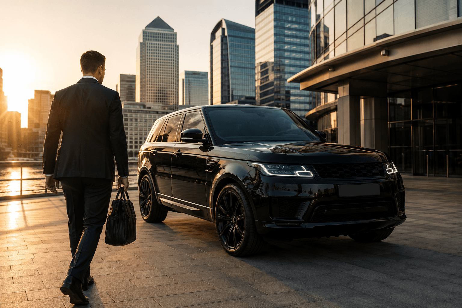 Executive chauffeur opening a luxury car door for a passenger